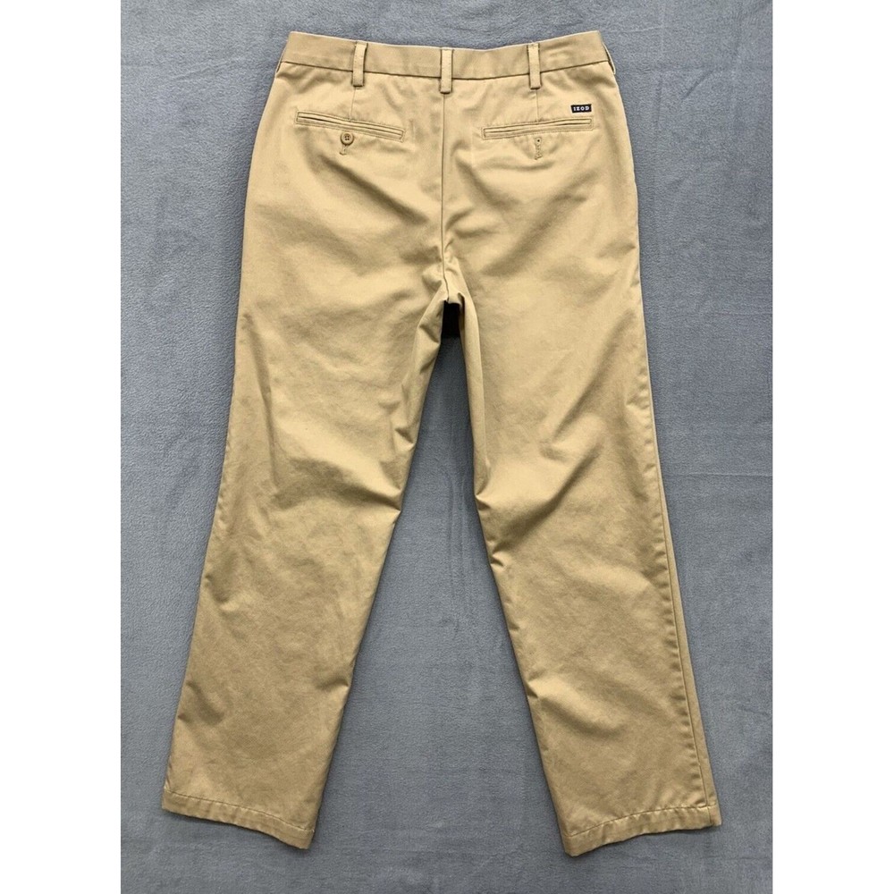 IZOD American Chino Pants Mens 32X32 Khaki Straight Fit Flat Front Pockets - Picture 10 of 16